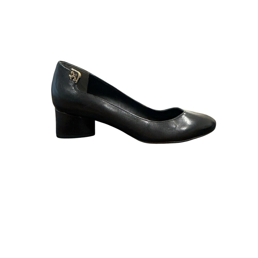 Tory Burch Elizabeth 40mm Black Leather Block Heel Pumps Round Toe Size 6M